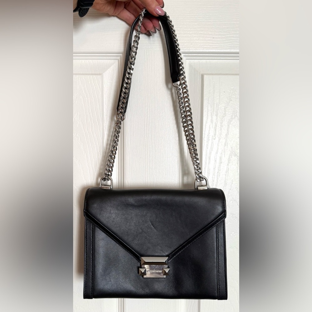 Michael Kors Black Shoulder Bag with Silver Chain